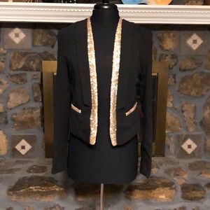 Black Blazer with Gold Sequin Lapel